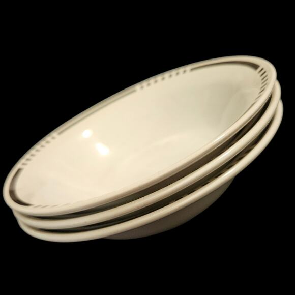 Vitromaster Top Hat Stoneware Bowls Set of 4 7" Black Geometric Rim - Picture 6 of 6